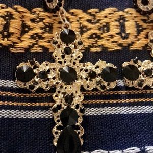 Gold and black large cross ✝️ earrings